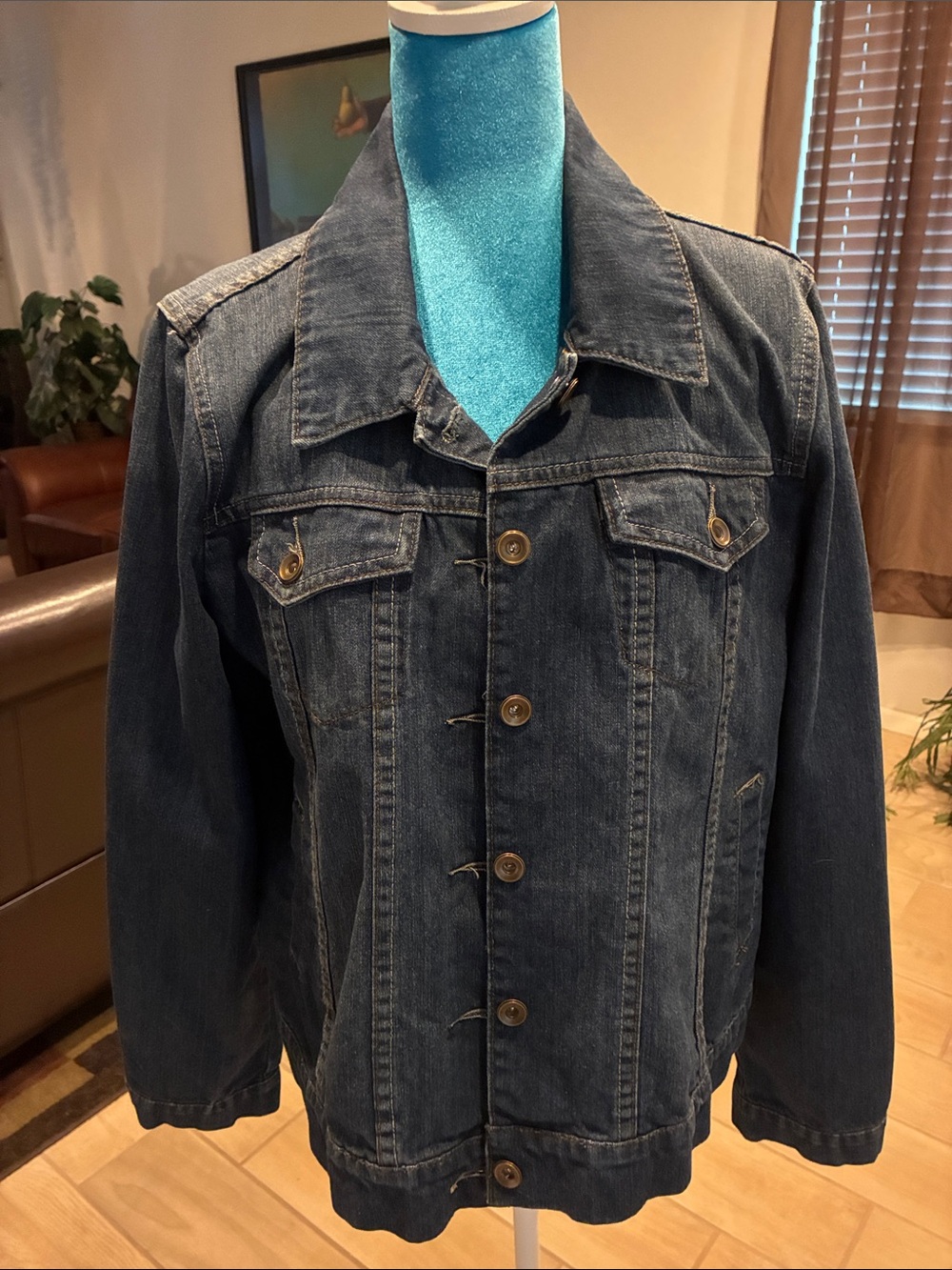 Relativity Dark Blue Denim Jacket - Button-Front Jean Jacket